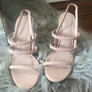 Nude/Pink block heels
